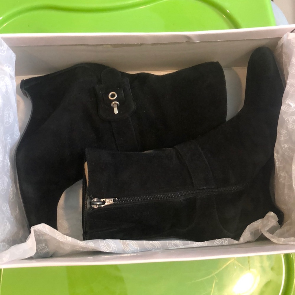 Suede black ankle boots